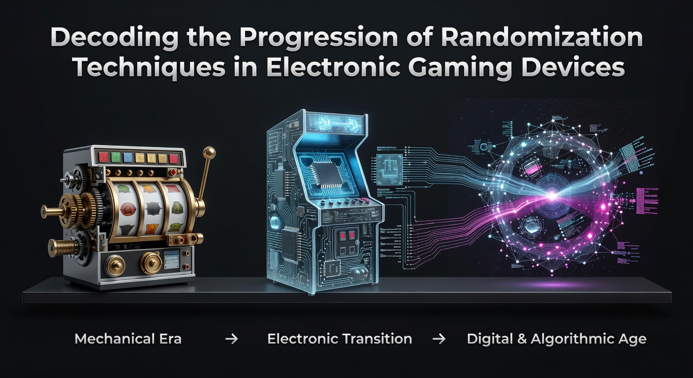 Historical timeline showing early mechanical randomization devices evolving into modern electronic systems
