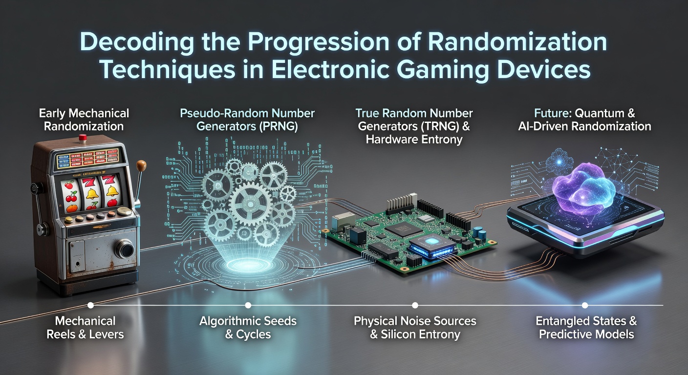 Modern electronic gaming device motherboard with highlighted randomization components and testing equipment