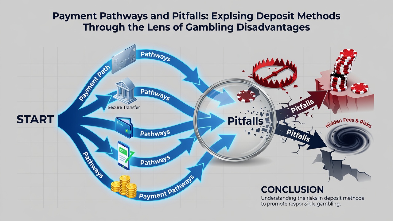 Illustration showing security risks and fee structures associated with different gambling deposit options