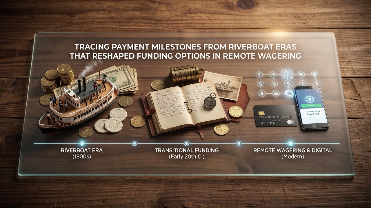 Historical riverboat gambling scene with cash and chip exchanges on a Mississippi vessel